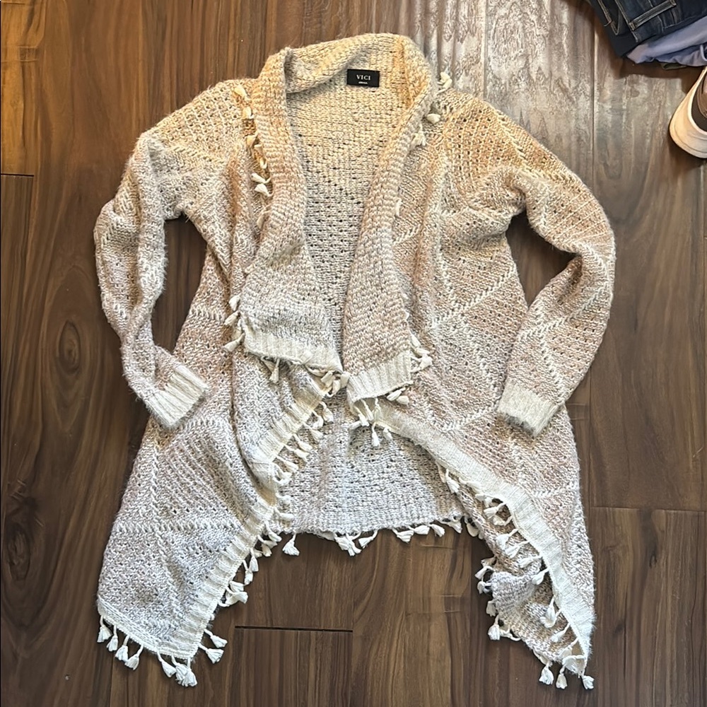Vici Beige Tassel Cardigan